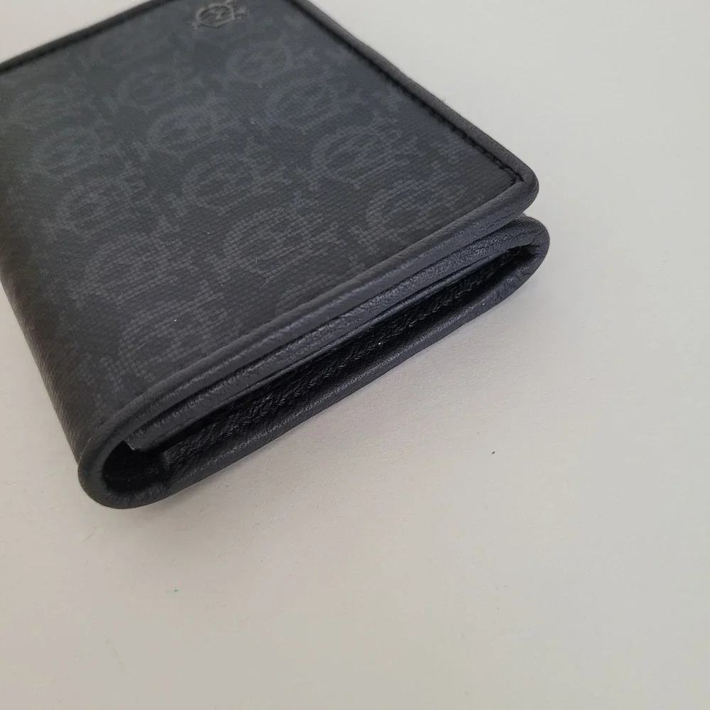 Dunhill London Signature Monogram Card Case Wallet Black Grey Coated Canvas